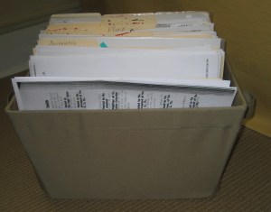 Full basket ready to be filed. . . . .